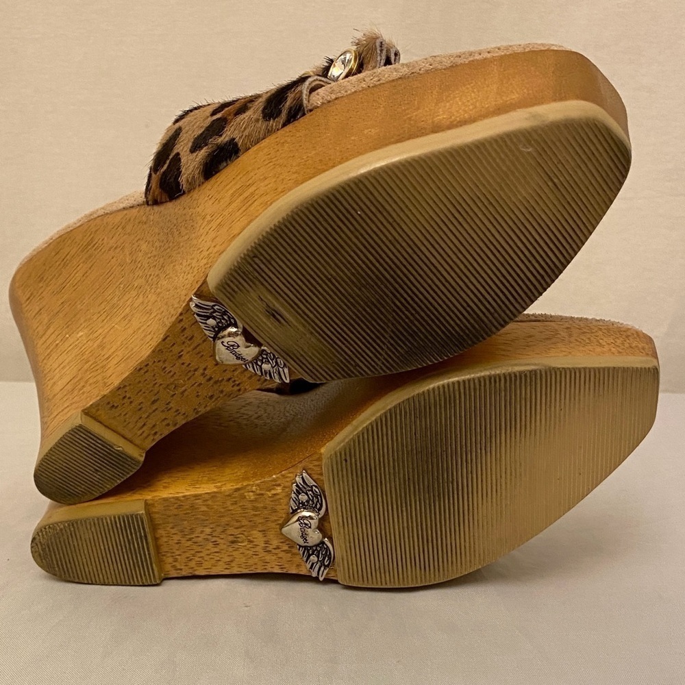 Bridget Glitz Wood Platform Sandals Animal Print Rhinestones Leather Shoes Sz 8 - Picture 6 of 12